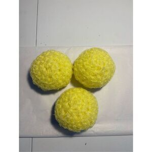 3 Handmade crocheted dish scrubbies made with premium nylon netting (yellow)